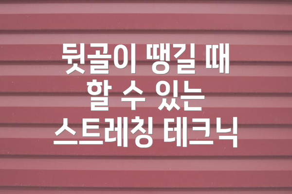 뒷골이 땡길 때 할 수 있는 스트레칭 테크닉