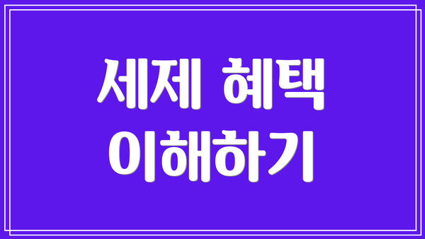 세제 혜택 이해하기