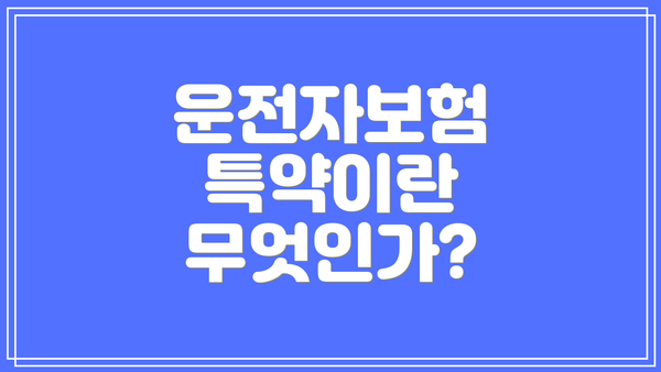 운전자보험 특약이란 무엇인가?