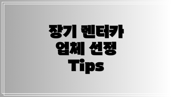 장기 렌터카 업체 선정 Tips