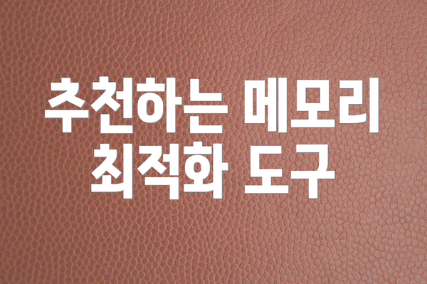 추천하는 메모리 최적화 도구