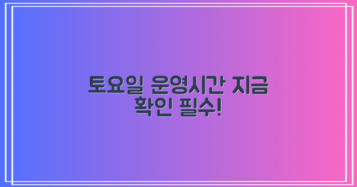 토요일 운영 시간, 지금 확인하세요!